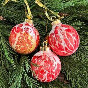 HANDCRAFTED Hand-Painted Porcelain Ornament (Set of 3)